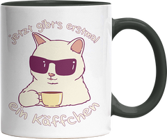 Jetzt gibts erstmal ein Käffchen Katze 4 Witzige Black Tasse kaufen Geschenk