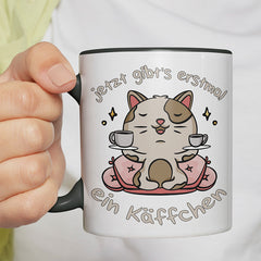 Jetzt gibts erstmal ein Käffchen Katze 3 Witzige schwarze Tasse kaufen Geschenk