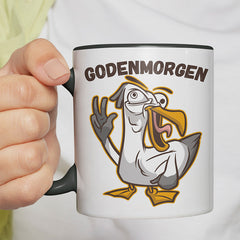 Godenmorgen Plattdeutsch Möwe Witzige schwarze Tasse kaufen Geschenk