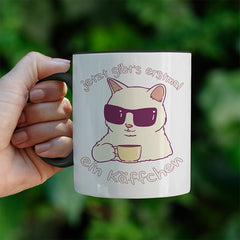 Jetzt gibts erstmal ein Käffchen Katze 4 Witzige schwarze Tasse kaufen Geschenk
