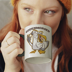 Godenmorgen Plattdeutsch Möwe Witzige schwarze Tasse kaufen Geschenk