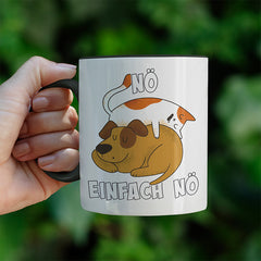 Nö Einfach Nö Hund Katze schlafen Witzige schwarze Tasse kaufen Geschenk
