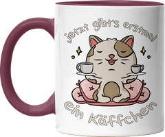 Jetzt gibts erstmal ein Käffchen Katze 3 Witzige Bordeaux Tasse kaufen Geschenk