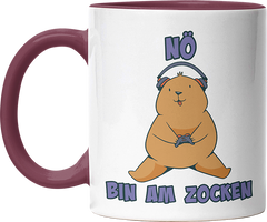 Bär Nö bin am zocken Witzige Bordeaux Tasse kaufen Geschenk