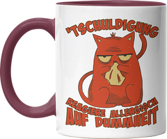 Tschuldigung reagiere allergisch auf Dummheit Katze 2 Witzige Bordeaux Tasse kaufen Geschenk