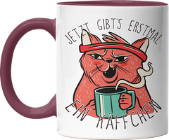 Jetzt gibts erstmal ein Käffchen Katze 2 Witzige Bordeaux Tasse kaufen Geschenk