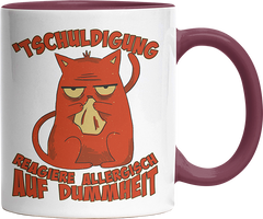 Tschuldigung reagiere allergisch auf Dummheit Katze 2 Witzige Bordeaux Tasse kaufen Geschenk
