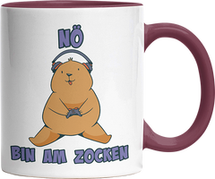Bär Nö bin am zocken Witzige Bordeaux Tasse kaufen Geschenk