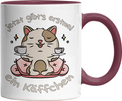 Jetzt gibts erstmal ein Käffchen Katze 3 Witzige Bordeaux Tasse kaufen Geschenk