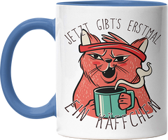 Jetzt gibts erstmal ein Käffchen Katze 2 Witzige Cambridge Blue Tasse kaufen Geschenk