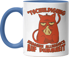 Tschuldigung reagiere allergisch auf Dummheit Katze 2 Witzige Cambridge Blue Tasse kaufen Geschenk