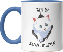 Bin da kann losgehen Katze Witzige Cambridge Blue Tasse kaufen Geschenk