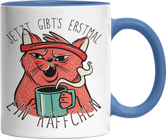 Jetzt gibts erstmal ein Käffchen Katze 2 Witzige Cambridge Blue Tasse kaufen Geschenk