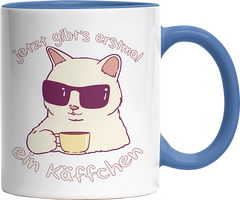 Jetzt gibts erstmal ein Käffchen Katze 4 Witzige Cambridge Blue Tasse kaufen Geschenk