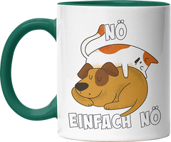 Nö Einfach Nö Hund Katze schlafen Witzige Dunkelgrün Tasse kaufen Geschenk