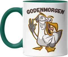 Godenmorgen Plattdeutsch Möwe Witzige Dunkelgrün Tasse kaufen Geschenk