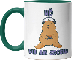 Bär Nö bin am zocken Witzige Dunkelgrün Tasse kaufen Geschenk