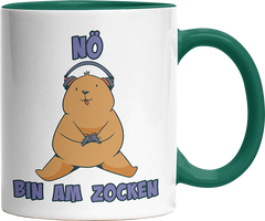 Bär Nö bin am zocken Witzige Dunkelgrün Tasse kaufen Geschenk