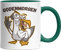 Godenmorgen Plattdeutsch Möwe Witzige Dunkelgrün Tasse kaufen Geschenk