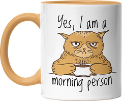 Yes I am a morning person Cat Witzige Goldgelb Tasse kaufen Geschenk