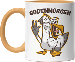 Godenmorgen Plattdeutsch Möwe Witzige Goldgelb Tasse kaufen Geschenk