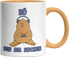 Bär Nö bin am zocken Witzige Goldgelb Tasse kaufen Geschenk
