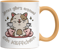 Jetzt gibts erstmal ein Käffchen Katze 3 Witzige Goldgelb Tasse kaufen Geschenk