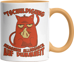 Tschuldigung reagiere allergisch auf Dummheit Katze 2 Witzige Goldgelb Tasse kaufen Geschenk