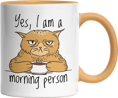 Yes I am a morning person Cat Witzige Goldgelb Tasse kaufen Geschenk