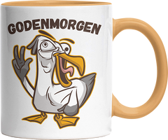 Godenmorgen Plattdeutsch Möwe Witzige Goldgelb Tasse kaufen Geschenk