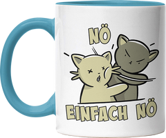 Nö Einfach Nö Katzen Ohrfeige Witzige Hellblau Tasse kaufen Geschenk