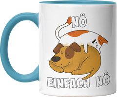 Nö Einfach Nö Hund Katze schlafen Witzige Hellblau Tasse kaufen Geschenk