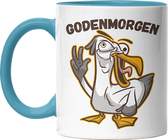 Godenmorgen Plattdeutsch Möwe Witzige Hellblau Tasse kaufen Geschenk