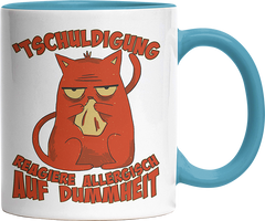 Tschuldigung reagiere allergisch auf Dummheit Katze 2 Witzige Hellblau Tasse kaufen Geschenk