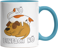 Nö Einfach Nö Hund Katze schlafen Witzige Hellblau Tasse kaufen Geschenk