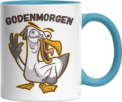 Godenmorgen Plattdeutsch Möwe Witzige Hellblau Tasse kaufen Geschenk