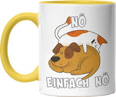 Nö Einfach Nö Hund Katze schlafen Witzige Hellgelb Tasse kaufen Geschenk