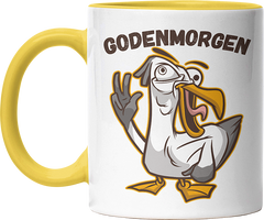 Godenmorgen Plattdeutsch Möwe Witzige Hellgelb Tasse kaufen Geschenk