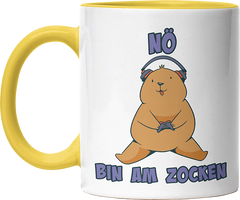 Bär Nö bin am zocken Witzige Hellgelb Tasse kaufen Geschenk