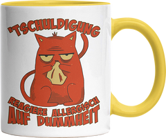 Tschuldigung reagiere allergisch auf Dummheit Katze 2 Witzige Hellgelb Tasse kaufen Geschenk
