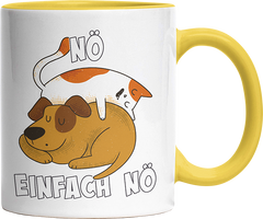 Nö Einfach Nö Hund Katze schlafen Witzige Hellgelb Tasse kaufen Geschenk