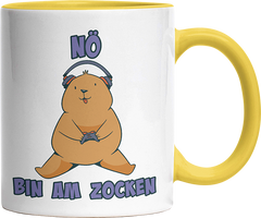 Bär Nö bin am zocken Witzige Hellgelb Tasse kaufen Geschenk