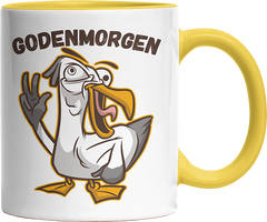 Godenmorgen Plattdeutsch Möwe Witzige Hellgelb Tasse kaufen Geschenk