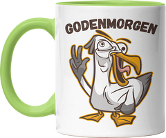 Godenmorgen Plattdeutsch Möwe Witzige Hellgrün Tasse kaufen Geschenk