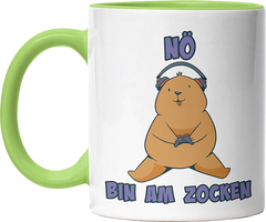 Bär Nö bin am zocken Witzige Hellgrün Tasse kaufen Geschenk