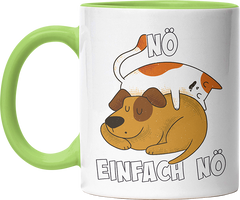 Nö Einfach Nö Hund Katze schlafen Witzige Hellgrün Tasse kaufen Geschenk