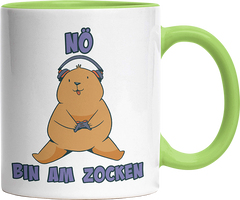Bär Nö bin am zocken Witzige Hellgrün Tasse kaufen Geschenk