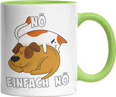 Nö Einfach Nö Hund Katze schlafen Witzige Hellgrün Tasse kaufen Geschenk