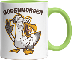 Godenmorgen Plattdeutsch Möwe Witzige Hellgrün Tasse kaufen Geschenk