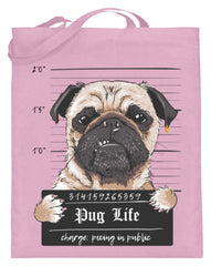 Zeigt krimineller mops lustiger hund schones geschenk fur alle mops besitzer pug life jutebeutel mit langen henkeln in Farbe Violett